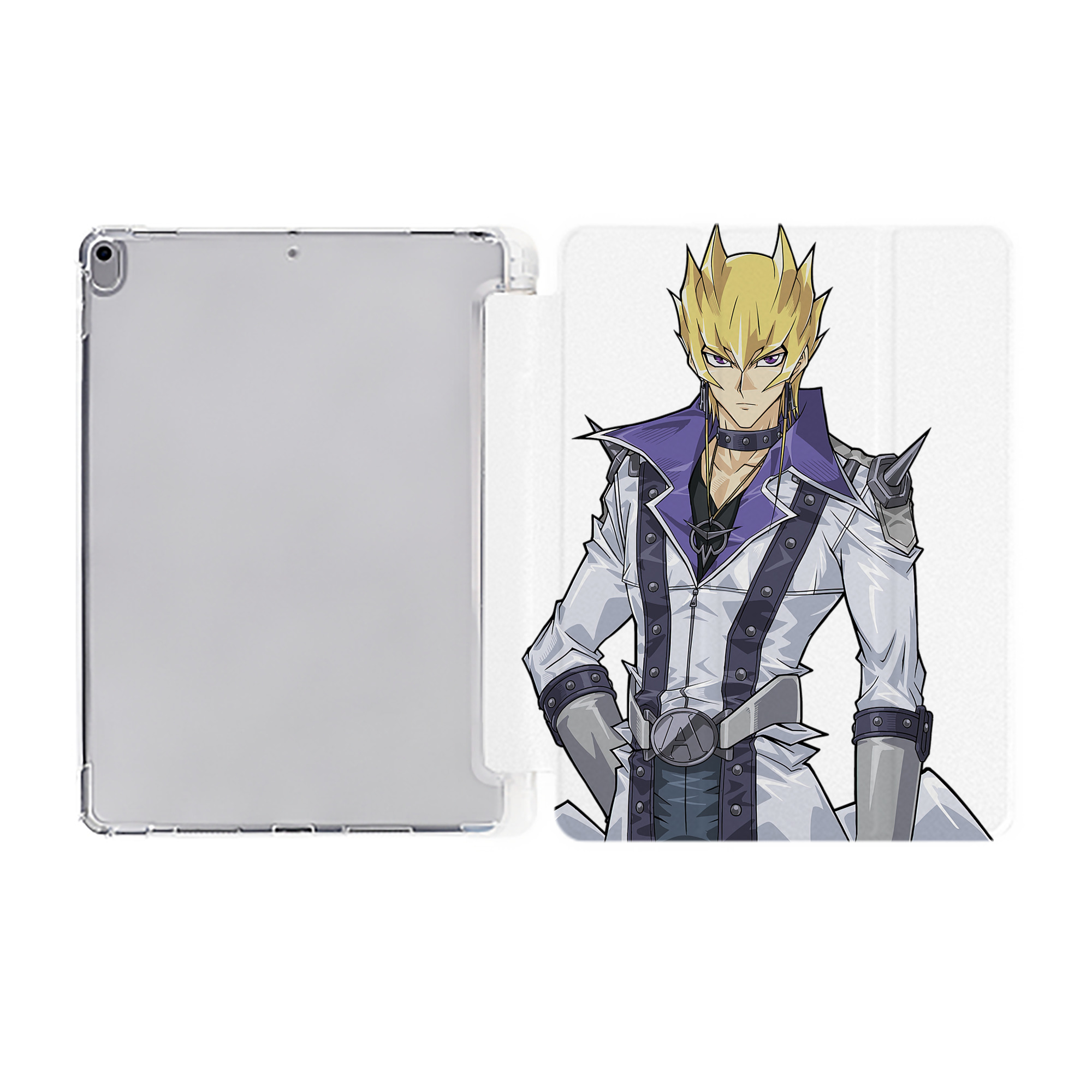 （画像用） 遊☆戯☆王 Yu-Gi-Oh! IPad ケース ペン収納付き 三つ折りスタンド PUレザー×シリコン 対応機種9.5/10.5/10.9インチ